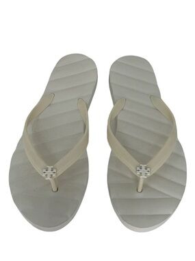 Tory Burch Flip Flop Womens 6 White Sandals Summer Cushion